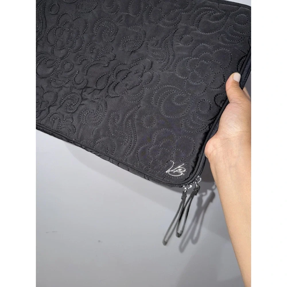 Vera Bradley Bags Quilted Canvas Laptop Bag,‎ Black 17x12